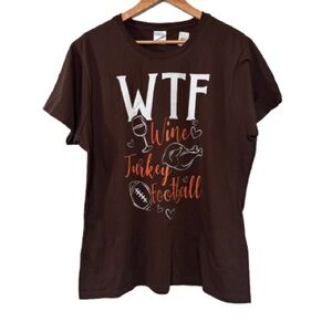 Port & Company Brown Funny Thanksgiving Fall Graphic Tee Size XXL